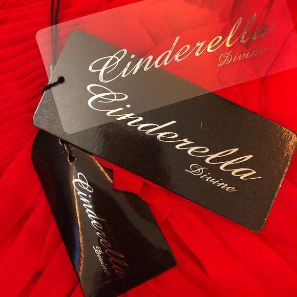 Red Strapless Corset Back Fit and Flare Formal Dress - Picture 7 of 9